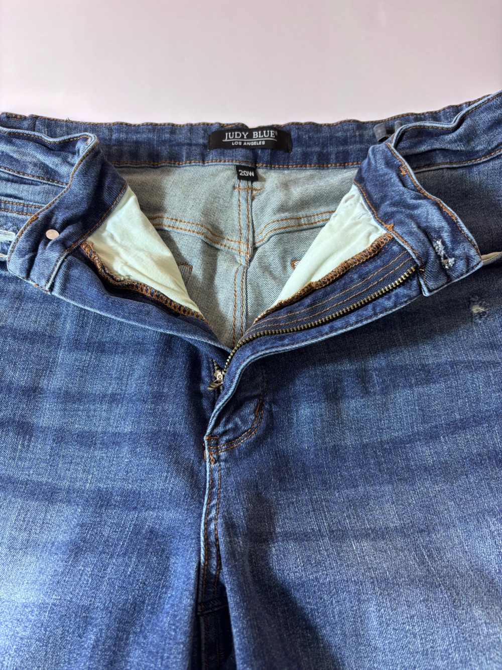 Judy Blue Skinny Fit Jeans Hi-Rise Stretchy Distressed Raw Hem Blue Denim Sz 20W - Picture 7 of 15